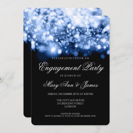 Hochzeitsbeteiligter Funkelscheinwerfer Einladung (Vorne/Hinten)