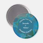 Hochzeitsbewertung Blue Gemstone Gem Vielen Dank Magnet (Vorderseite/Rückseite)