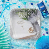 Hochzeitsbibel mit Maiglöckchen-Bouquet Pappteller (Party)