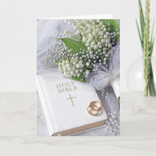 Hochzeitsbibel mit Maiglöckchen-Brautstrauß Karte