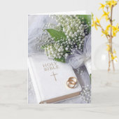 Hochzeitsbibel mit Maiglöckchen-Brautstrauß Karte (Gelbe Blume)