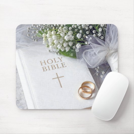 Hochzeitsbibel mit Maiglöckchen-Brautstrauß Mousepad (Mit Mouse)