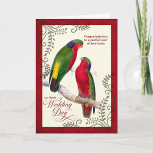 Hochzeitsbild mit Vintage Lorikeet Papageien Liebe Karte