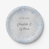 Hochzeitsblau-Glitzern Pappteller (Vorderseite)
