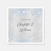 Hochzeitsblau-Glitzern Serviette (Vorderseite)
