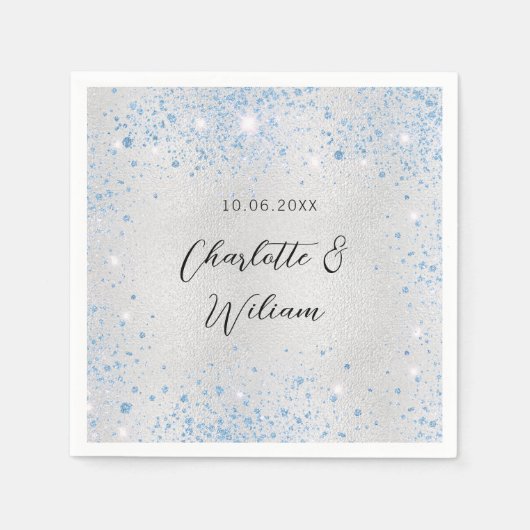 Hochzeitsblau-Glitzern Serviette (Vorderseite)