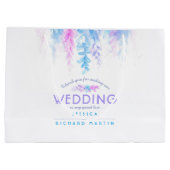 Hochzeitsblau rosa Blume danke Ihnen große Geschen Große Geschenktüte (Rückseite)