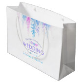 Hochzeitsblau rosa Blume danke Ihnen große Geschen Große Geschenktüte (Rückseite Schrägansicht)