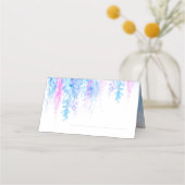 Hochzeitsblau-rosa Blume Kaskade Platzkarte (Rückseite)