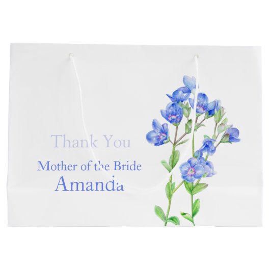 Hochzeitsblaue Mutter der Braut Gunstbeutel Große Geschenktüte (Rückseite)