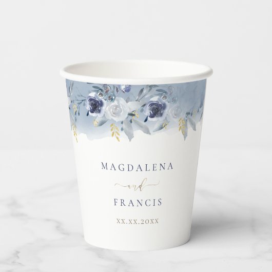 Hochzeitsblaue Rose Pappbecher (Rückseite)