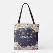 Hochzeitsblume Girl Floral Lila Sparkle Lights Tasche (Rückseite)
