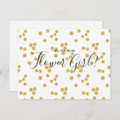 Hochzeitsblume Girl Gold Confetti Script Postcard Einladungspostkarte (Vorne/Hinten)