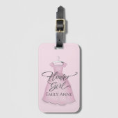 Hochzeitsblume Mädchen Vintag rosa Kleid Custom Gepäckanhänger (Vorderseite Vertikal)