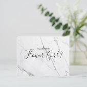 Hochzeitsblume | White Marble Script Postcard Einladungspostkarte (Stehend Vorderseite)