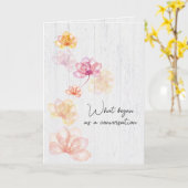 Hochzeitsblumen auf weißgetünstem Holz Karte (Gelbe Blume)