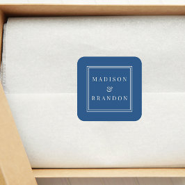 Hochzeitsblumen aus dem Mittelalter | Blau Quadratischer Aufkleber