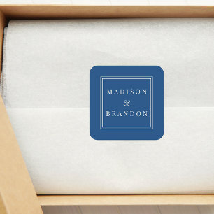 Hochzeitsblumen aus dem Mittelalter   Blau Quadratischer Aufkleber