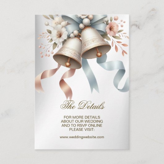 Hochzeitsblumen Bells Pink Blue Ribbons Schöne Begleitkarte (Vorderseite)