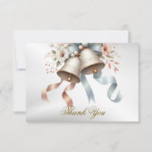 Hochzeitsblumen Bells Pink Blue Ribbons Schöne Dankeskarte (Vorderseite)