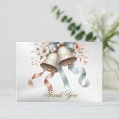 Hochzeitsblumen Bells Pink Blue Ribbons Schöne Dankeskarte (Stehend Vorderseite)