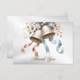 Hochzeitsblumen Bells Pink Blue Ribbons Schöne Dankeskarte