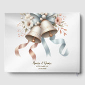 Hochzeitsblumen Bells Pink Blue Ribbons Schöne Gästebuch (Rückseite)