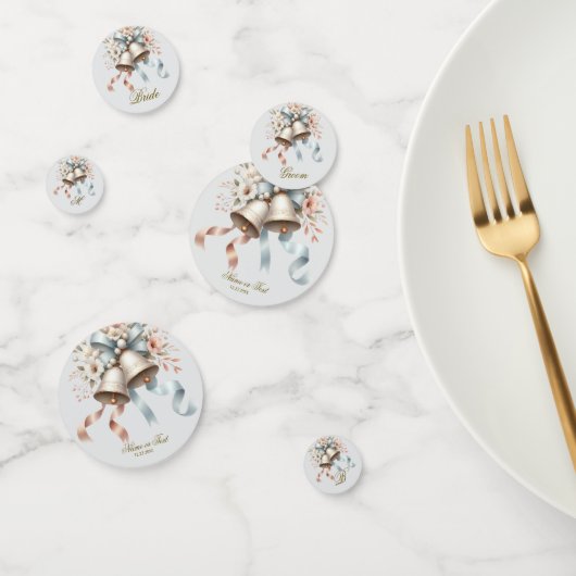 Hochzeitsblumen Bells Pink Blue Ribbons Schöne Konfetti (Gruppe)