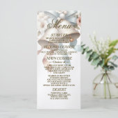Hochzeitsblumen Bells Pink Blue Ribbons Schöne Menükarte (Stehend Vorderseite)