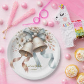 Hochzeitsblumen Bells Pink Blue Ribbons Schöne Pappteller (Party)