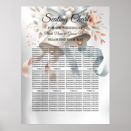 Hochzeitsblumen Bells Pink Blue Ribbons Schöne Poster