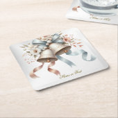 Hochzeitsblumen Bells Pink Blue Ribbons Schöne Rechteckiger Pappuntersetzer (angewinkelt)