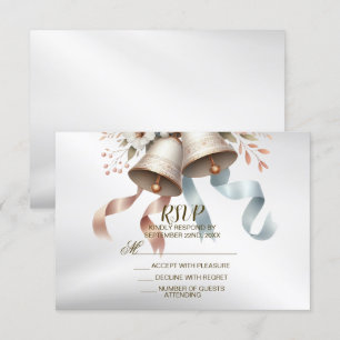 Hochzeitsblumen Bells Pink Blue Ribbons Schöne RSVP Karte
