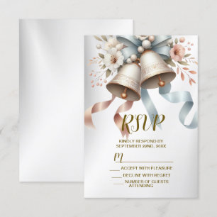 Hochzeitsblumen Bells Pink Blue Ribbons Schöne RSVP Karte
