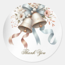 Hochzeitsblumen Bells Pink Blue Ribbons Schöne Runder Aufkleber