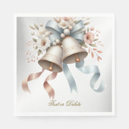 Hochzeitsblumen Bells Pink Blue Ribbons Schöne Serviette