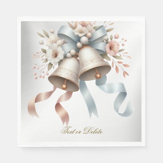 Hochzeitsblumen Bells Pink Blue Ribbons Schöne Serviette (Vorderseite)