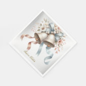 Hochzeitsblumen Bells Pink Blue Ribbons Schöne Serviette (Ecke)