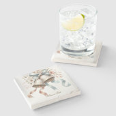 Hochzeitsblumen Bells Pink Blue Ribbons Schöne Steinuntersetzer (Seitenansicht)