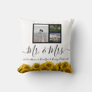 Hochzeitsblumen-Fotocollage schwarze Sonnenblume Kissen