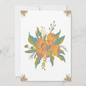 Hochzeitsblumen in Rosa und Grün Einladung (Rückseite)