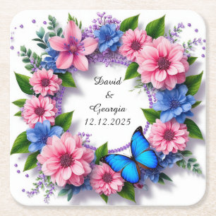 Hochzeitsblumen Kreisrahmen Rechteckiger Pappuntersetzer