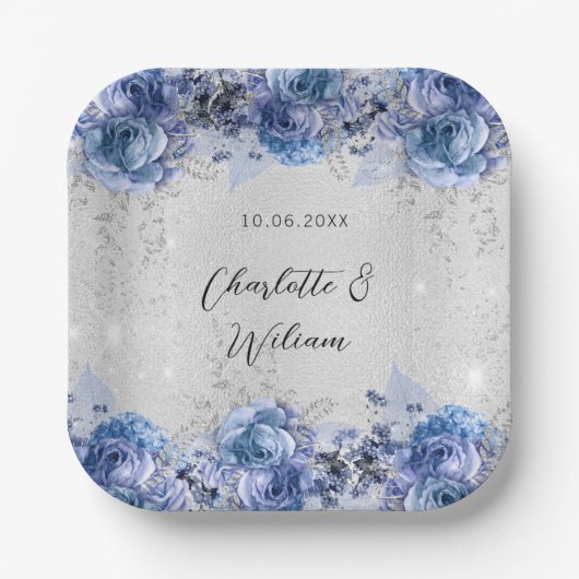 Hochzeitsblumen Pappteller (Vorderseite)
