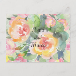 Hochzeitsblumen, Vorlage für Wasserfarben Postkarte