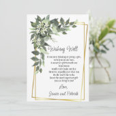 Hochzeitsblumenblätter, Grünfolien, die eine Brunn Einladung (Stehend Vorderseite)