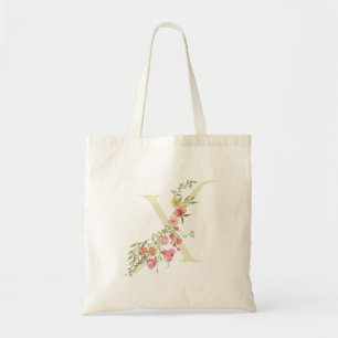 Hochzeitsblumenfeder X monogramm Brautparty Tragetasche