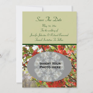 Hochzeitsblüten des Roten Frühlings Foto Save The Date