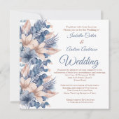 Hochzeitsblütenpfirsich Beige Blütenweiß Einladung (Vorderseite)