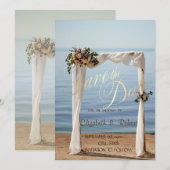 Hochzeitsbogen Blumen Save The Date am Strand (Vorne/Hinten)