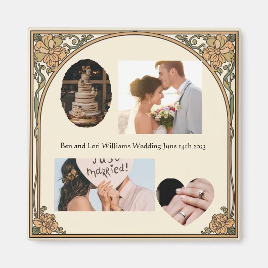 Hochzeitsbogen Memory Anchor Vier Fotos Text Magnet (Vorne)